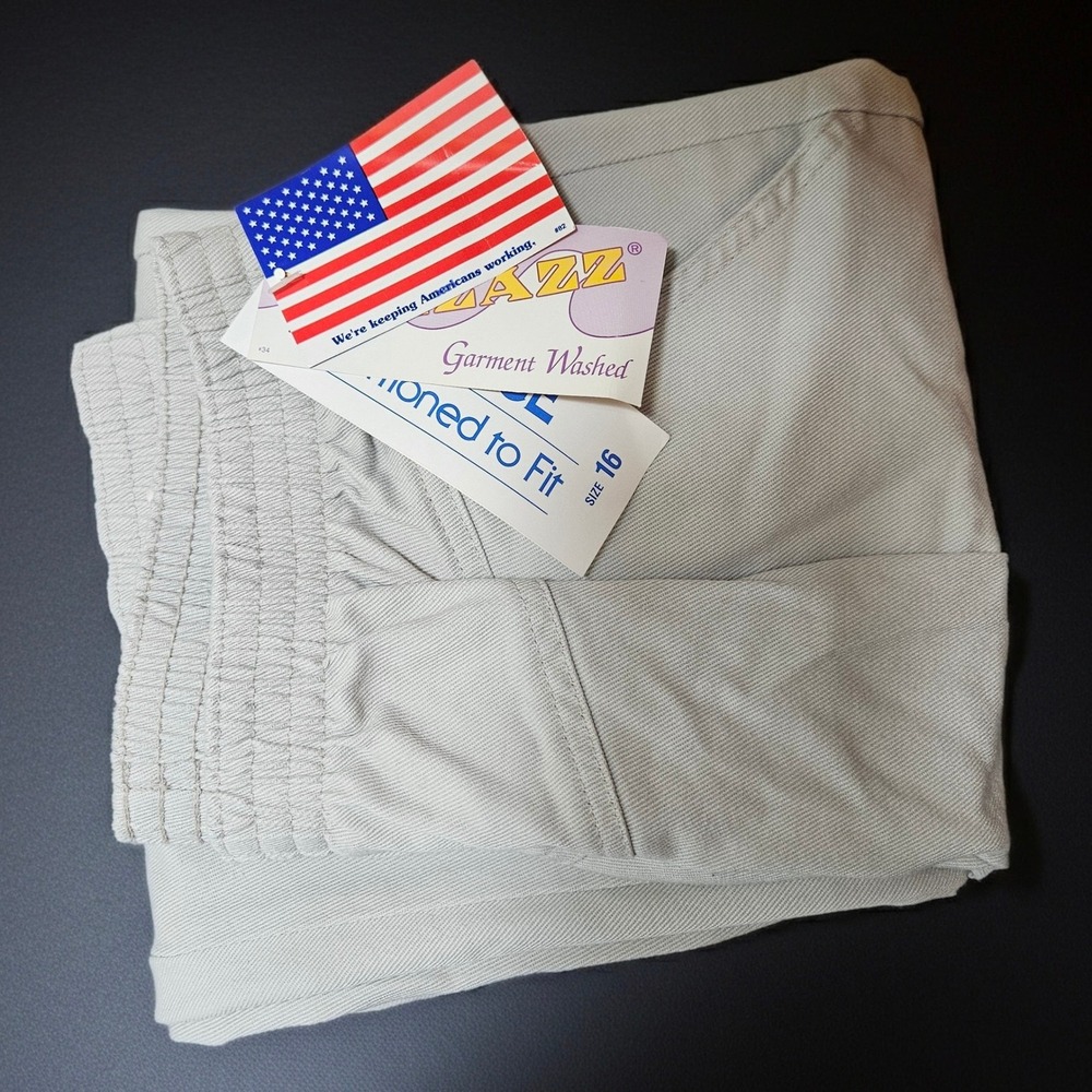 Vintage 90s Pizzazz High Waisted Mom Jeans Straw Beige Tapered Leg‎ NWT Size 16
